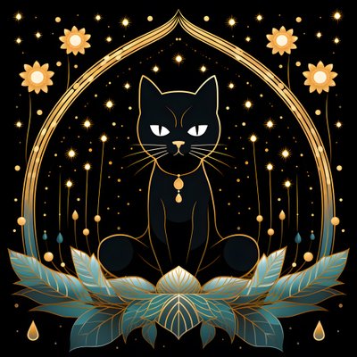 Kat i meditation sidder på en lotusblomst 4 af Kurt Heppke