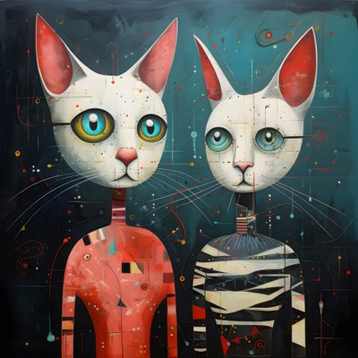 To antropomorfe katte, Tomcat og Cat, Kubrick Ian Synthetic 3 af Kurt Heppke
