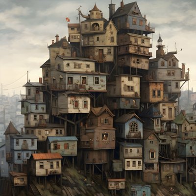 en by med liggende huse 3 af Kurt Heppke