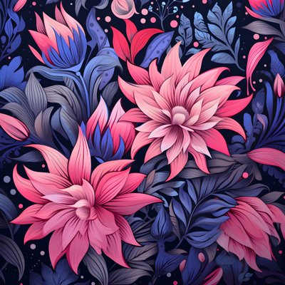 en buket blomster i pink og blå 1 af Kurt Heppke