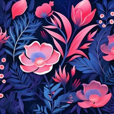 en buket blomster i pink og blå 4 af Kurt Heppke