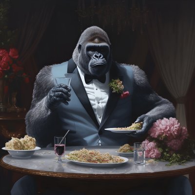 en gorilla, der spiser 2 af Kurt Heppke