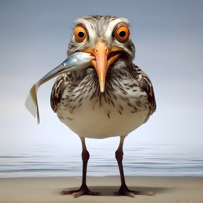 En sandpiper holder en fisk 1 af Kurt Heppke
