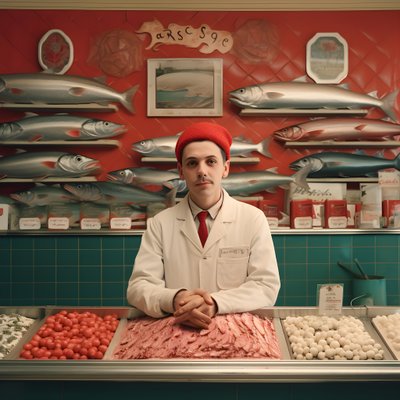 surrealistinen kuva puolalaisesta kalakauppiasta 1950-luvulta 1 af Kurt Heppke