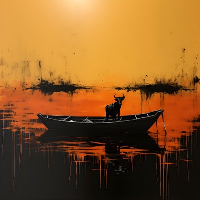 lehmä veneessä järvellä 4 af Kurt Heppke