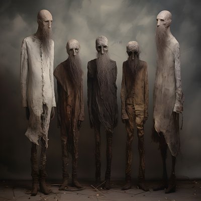 fire lerfigurer af mænd, der står ved siden af ​​hinanden 3 af Kurt Heppke