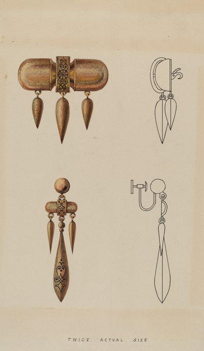 Broche og øreringe, ca. 1936. af Kurt Melzer