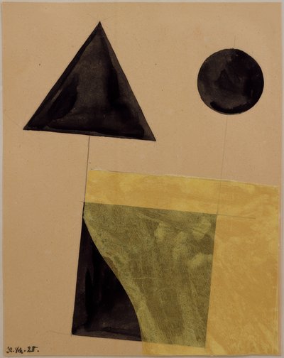 Konstruktion med trekant, firkant og kompas af Kurt Schwitters