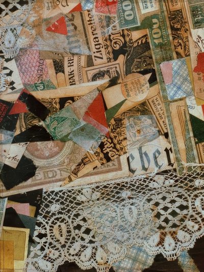 Merz tegning 297 gul af Kurt Schwitters
