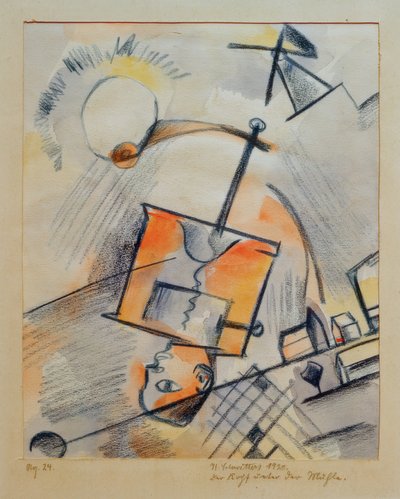 Uden titel (Hovedet under møllen) af Kurt Schwitters