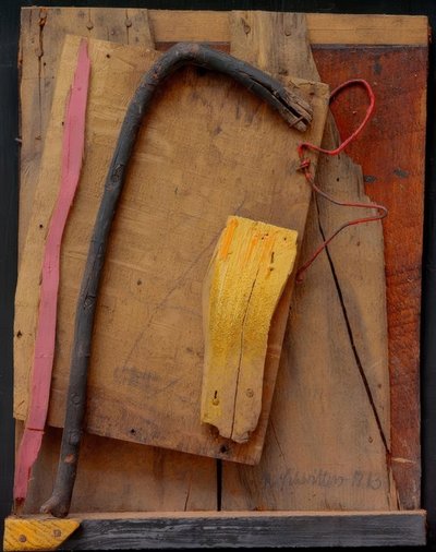 Uden titel (Merz-billede pink-gul) af Kurt Schwitters