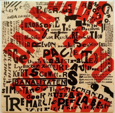 Plakat til en lille Dada soirée af Kurt Schwitters