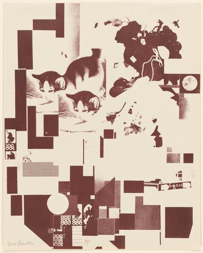 Uden titel, nr. 5 af 6 fra porteføljen Merz 3. Kurt Schwitters 6 litografier. Merz mappe. Første portefølje af Merz forlag (Merz 3. Kurt Schwitters 6 lithos. Merz Portfolio. Første Portfolio af Merz Publisher) af Kurt Schwitters