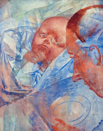 Mor og barn - Petrov-Vodkin (Petrov Vodkin), Kuzma Sergeyevich (1878-1939) - 1922 - Olie på lærred - 64,2x50,3 - Privat samling af Kuzma Sergeevich Petrov Vodkin