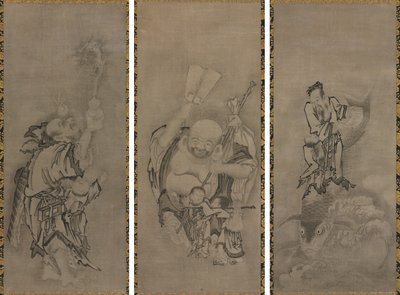 Hotei med Daoist Immortals af Kyūseki Tomonobu
