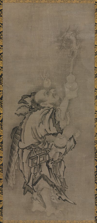 Hotei med Daoist Immortals: Immortal with Gourd and Dragon af Kyūseki Tomonobu