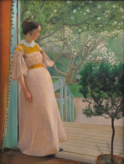 Ved de franske vinduer. Kunstnerens Hustru af Laurits Andersen Ring