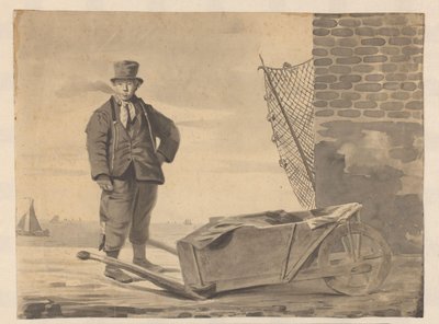 Rygende fisker med trillebør af L.F.H. Andrau