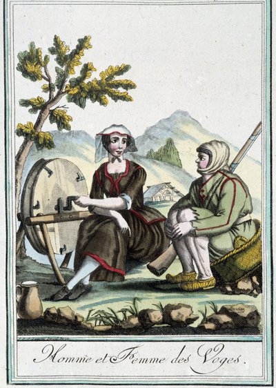 Mand og kvinde fra Vogeserne - i "" Encyclopedia of travels"" af J. Grasset St. Sauveur, Deron, Paris af L.F. Labrousse