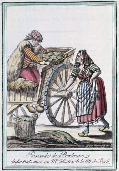 Poissarde de Bordeaux skændes med en østershandler fra chefen for Buch - i "" Encyclopedia of travels"" af J. Grasset St. Sauveur, Deron, Paris af L.F. Labrousse