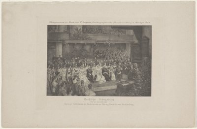 Velsignelse af dronning Wilhelminas og Prins Hendriks ægteskab, 1901 Højtidelig velsignelse af ægteskabet mellem dronning Wilhelmina af Holland og hertug Hendrik af Mecklenburg (titel på objektet) af L. Angerer