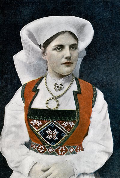 Kvinde iført norsk nationaldragt, c1890 af L Boulanger