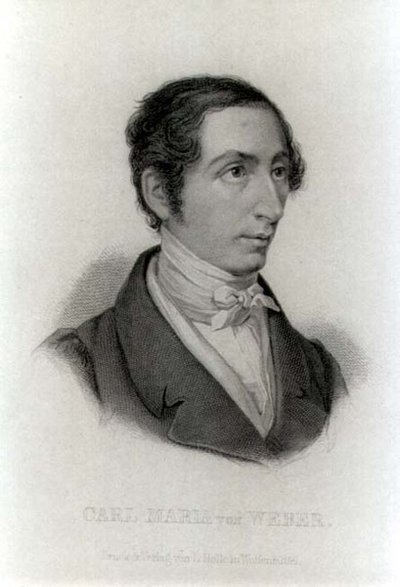 Portræt af Carl Maria von Weber (1786-1826) tysk komponist (gravering) (s/h foto) af L. Holle