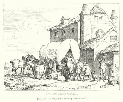 The Old Stage Waggon (gravering) af L. Huard