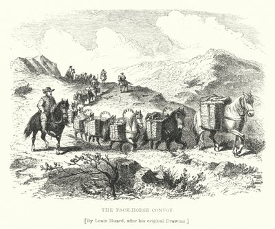 The Pack-Horse Convoy (gravering) af L. Huard
