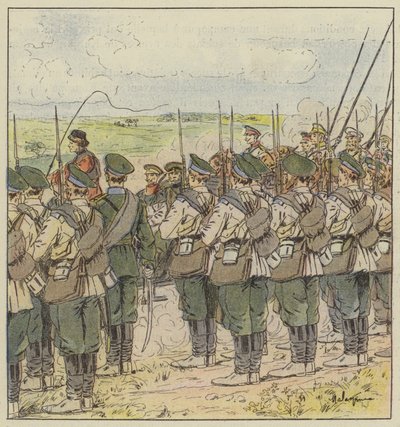 Russiske tropper hylder en generalofficers passage af L. Malespine
