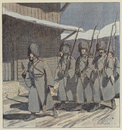 Russisk patrulje i Port-Arthur af L. Malespine