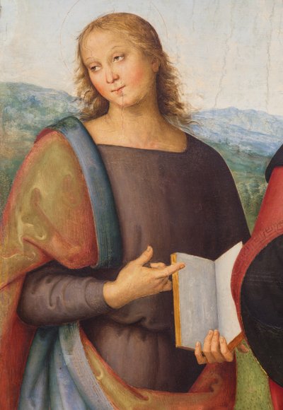 Johannes Evangelisten og Sankt Augustin,1502 (olie på lærred) af L. & Perugino P. (c.1450-1523) Signorelli