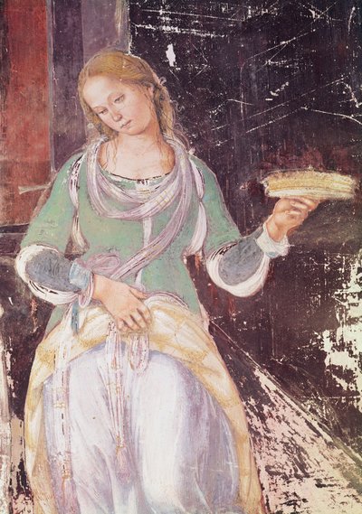 Tjener, der holder en kurv, detalje af St. Benedict, der modtager gæstfrihed, fra St. Benedicts liv, 1497-98 (detalje af 164410) af L. and Sodoma, G. Signorelli