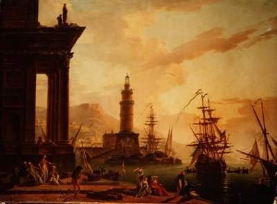 Capriccio af en middelhavshavn med en hollandsk fregat og anden skibsfart af La Croix de Marseilles
