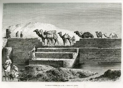 Reservoir of Abdullah, Saudi-Arabien, illustration fra "Pilgrimsrejse til Nejd, den arabiske races vugge", offentliggjort i World Tour, ledet af Edouard Charton (1807-1890) 1882 (litho) af Lady Anne Blunt