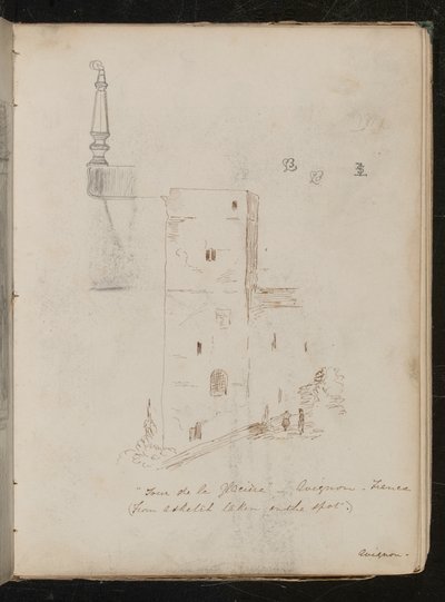 Undersøgelse af et bordben, arkitektonisk undersøgelse, ?Tour de la glacine - avignon - Frankrig af Lady Butler