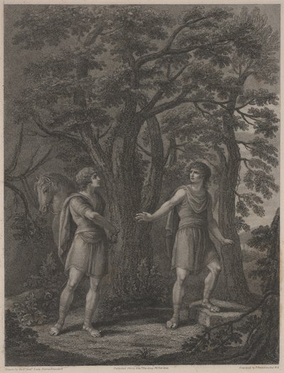 Illustration fra "Palamon and Arcite", tryk lavet af Francesco Bartolozzi 1797 (stipple gravering) af Lady Diana (after) Beauclerk