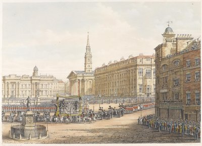 Begravelsesvognen og processionen ved hertugen af Wellingtons statsbegravelse passerer Mansion House den 18. november 1852 af Lady Emily Drummond