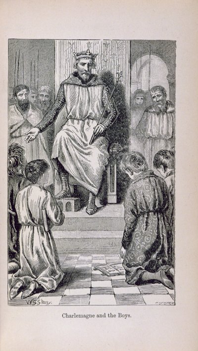 Charlemagne (742-814) and the Boys, illustration fra 