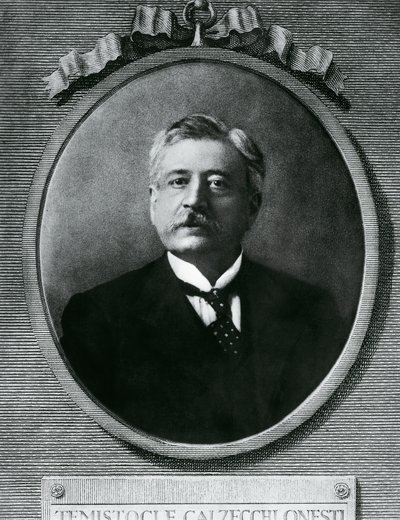 Portræt af Temistocle Calzecchi Onesti (1853-1922), italiensk fysiker og opfinder, radering efter fotografi af Amadeo (after) Modigliani