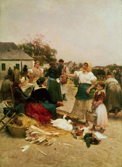 Fjerkræmarkedet, 1885 af Lajos Deak Ebner