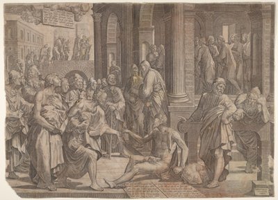 Sankt Johannes og Sankt Peter helbreder den krøbling, 1553. af Lambert Suavius