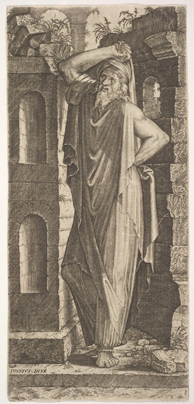 St. Philip, stående med venstre hånd på hoften og højre hånd hvilende på hans he..., 1545. af Lambert Suavius