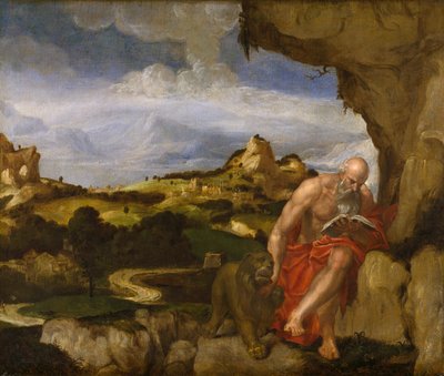 St. Jerome in the Wilderness, midten af det 16. århundrede af Lambert Sustris