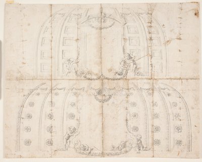 Frederiksborg slot, Audienssalen. To forskellige udkast til loftsdekoration til kuplen af Lambert van Haven