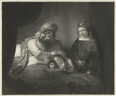 Jakob velsigner Efraim og Manasse af Lambertus Antonius Claessens