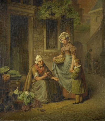 Kvinde sælger grøntsager af Lambertus Johannes Hansen