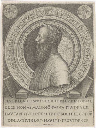 Portret van filolog Thomas van Ravenna af Lambertus Suavius
