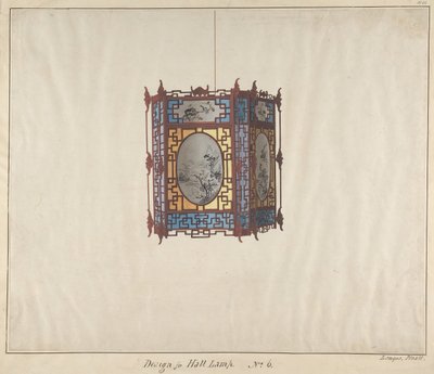 Design til en halllampe nr. 6, ca. 1845. af Lamqua
