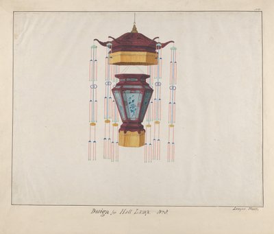 Design til en halllampe, ca. 1800-1810. af Lamqua